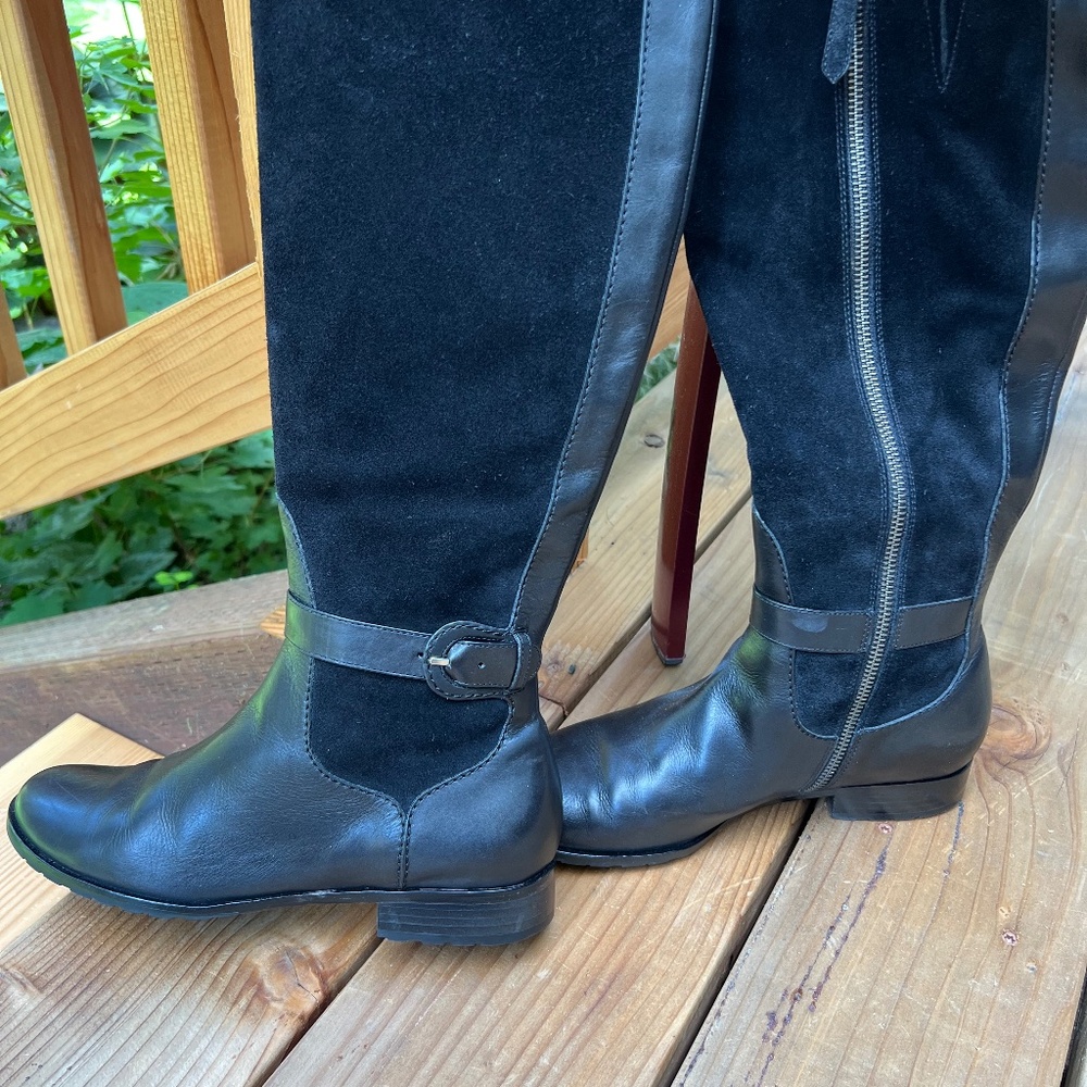 Cole Haan "riding" boots - suede and leather with zipper.